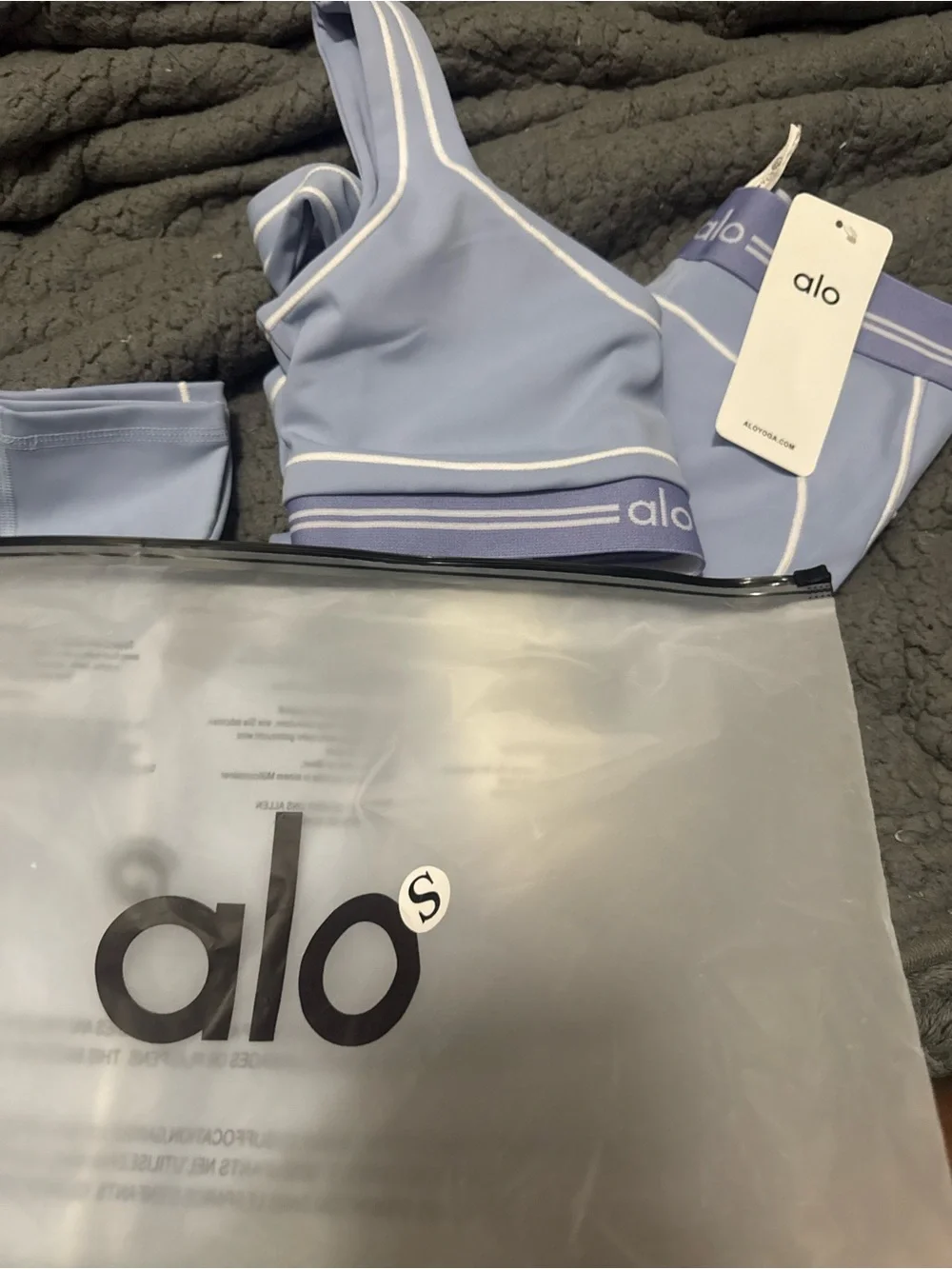 ALO Yoga Lavender Strappy Sports Bra & Matching Leggings Set